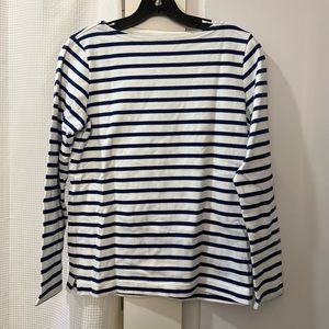 Uniqlo Women’s 100% Cotton Blue Long Sleeved Striped Tee Size M